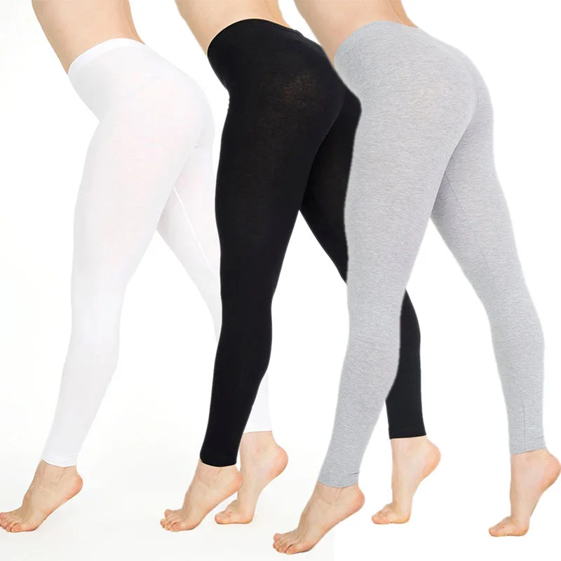 

Goocheer New Fashion Home Womens Full Length Cotton Leggings Hight Waist Solid Bottom Leggings Wholesale Plus Size