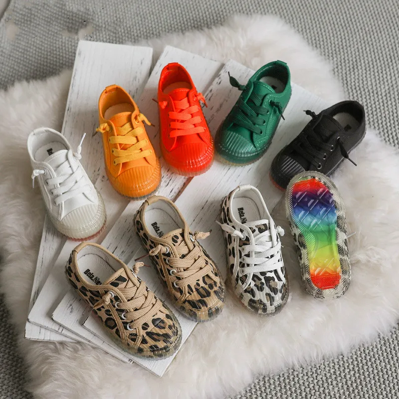 

Leopard Solid Color Canvas Shoes 2020 New Autumn Children's Sports Shoes Casual Girls Boys Printing Non-slip Casual Shoes