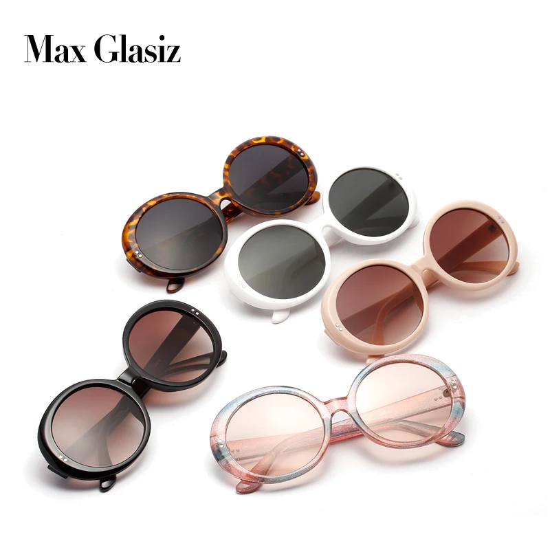 Max Glasiz Новая мода овальная оправа солнцезащитные очки Женщины Леди Женская градиентная линза солнцезащитные очки ретро тренд металлический гвоздь солнцезащитные очки UV400