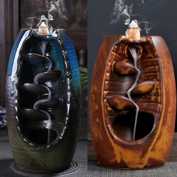 

Newly Backflow Censer Smoking Flow Ceramic Incense Holder Decoration for Home Office XSD88