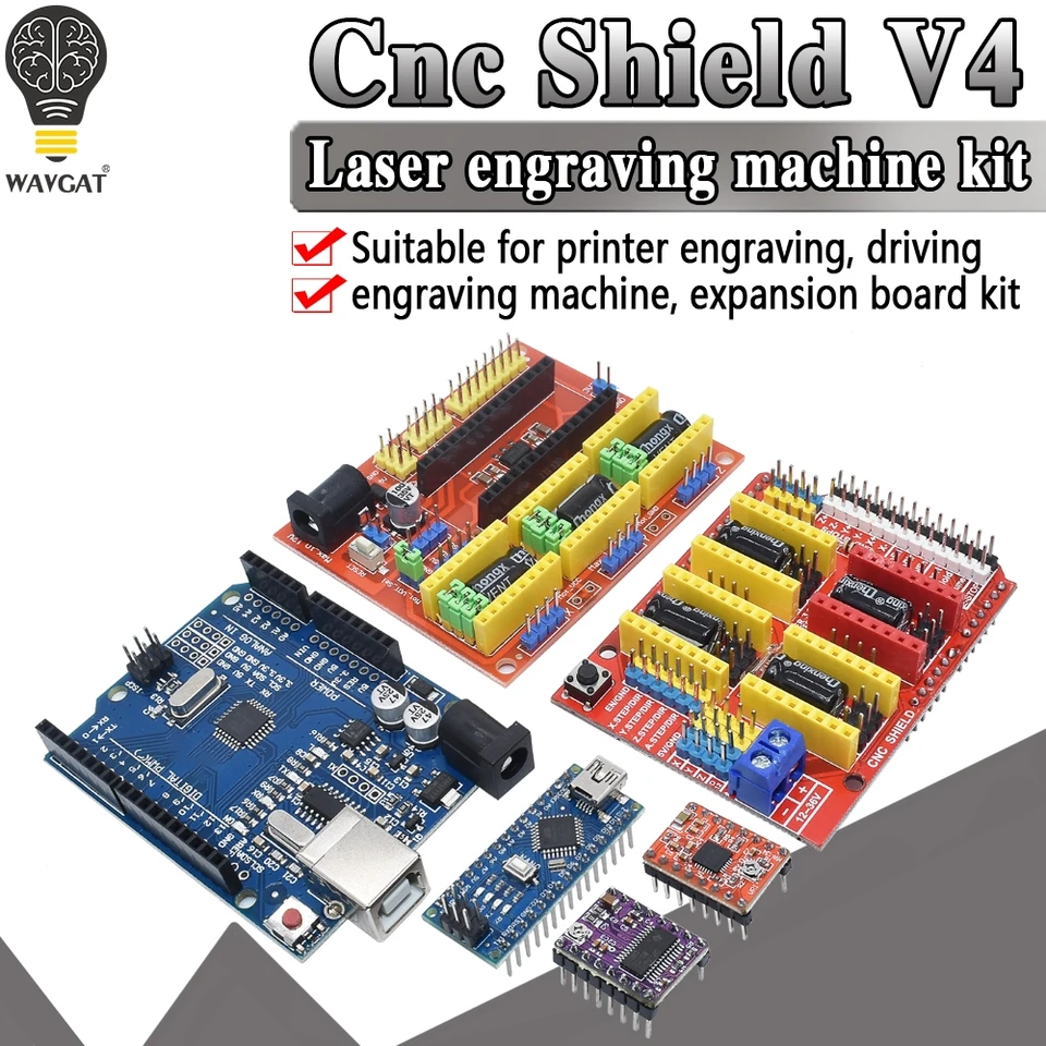 CNC Shield V3.0 Per Arduino UNO R3 + 4 Driver A4988 – Kit Per Stampante 3D E CNC