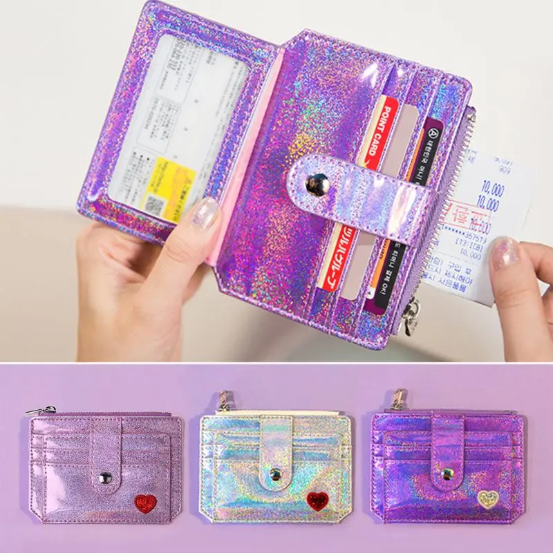 Holographic Wallet ID Money Credit Card Holder Pocket Case Business Driver\'s License Organizer for Women Girls
