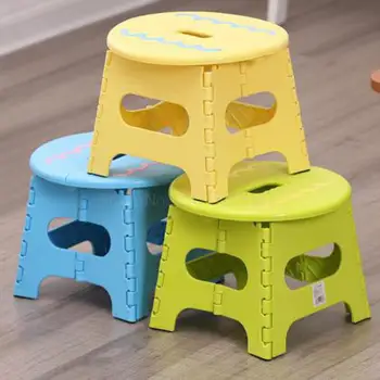 

Small Round Stool Foldable Portable Household Chair Provincial Space Cartoon Thick Low Stool Outdoor Plastic Bench