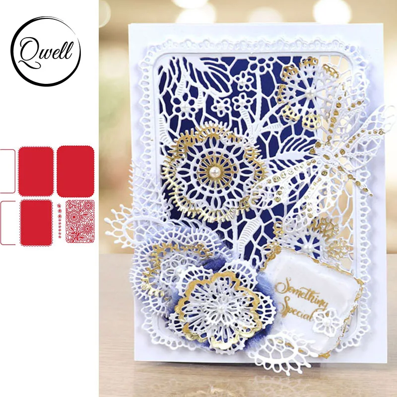 

QWELL Flower Rectangle Frame Background Metal Cutting Dies for Scrapbooking and Card Making Paper Embossing Craft New 2019