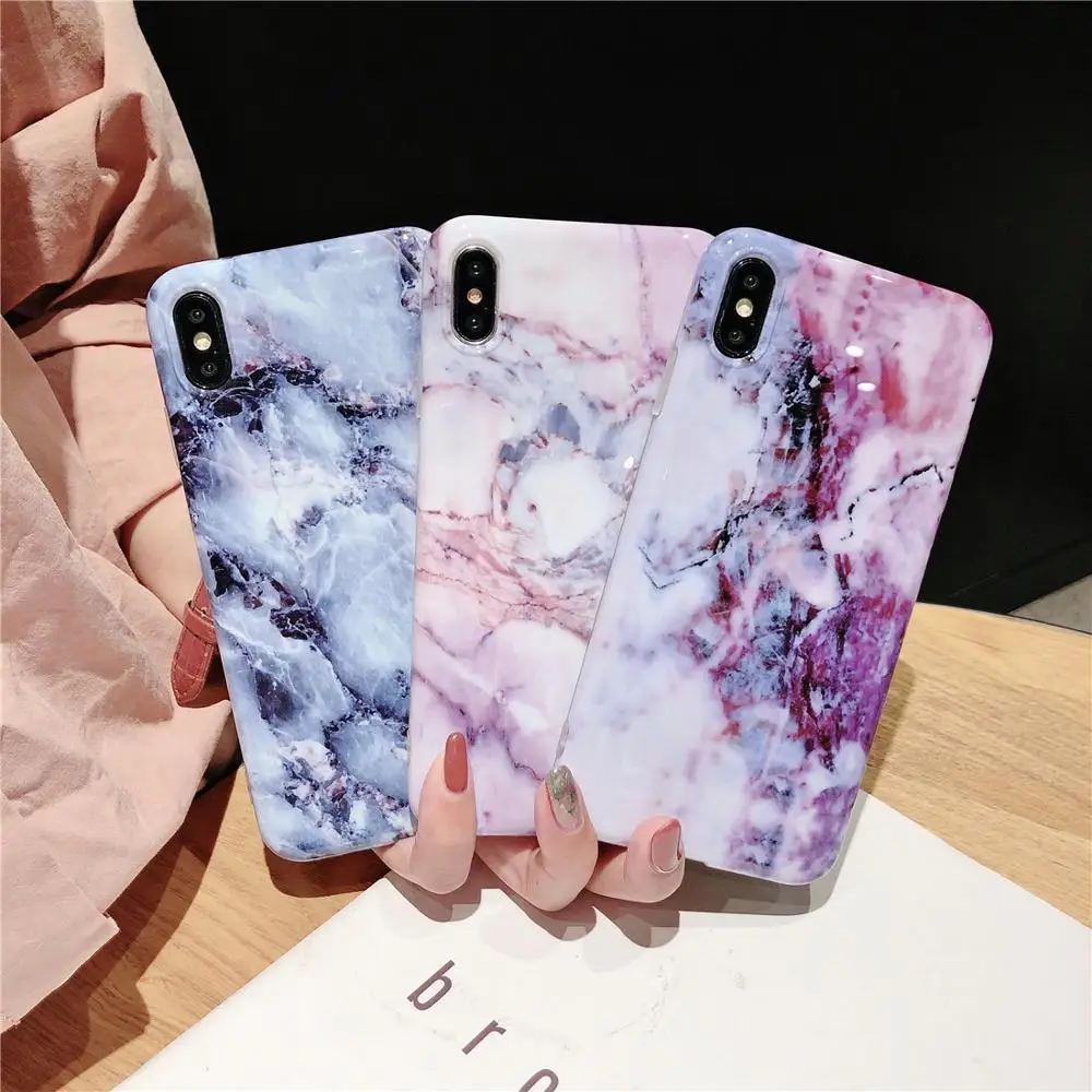 

Luxury Cute Glossy Marble Phone Case For iPhone 7 6 6S 8 Plus X XS MAX XR i8Plus i7P Soft Silicone Back Cover Coque Fundas Shell
