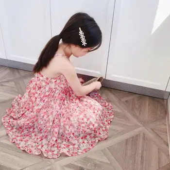 

2020 New Style Girls Chiffon Printed Dress Fashion Summer Girls Dresses 2-7t PY998