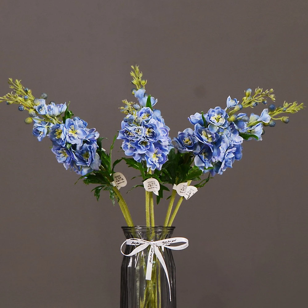 6PCS/70cm Artificial Flowers Delphinium Flower Branch Fake Leaf Faux Grass Plastic Leafs For Wedding Home Decorative Hyacinth