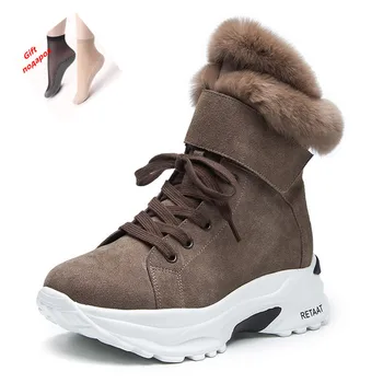 

Winter new women's snow boots fashion wild leather plus velvet women's boots short boots faux suede slim boots