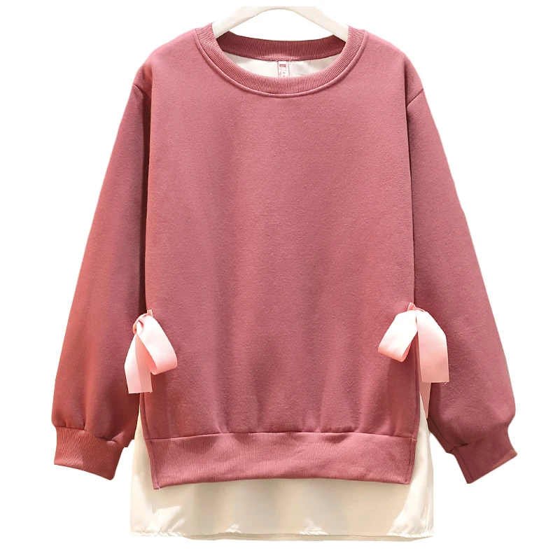 4xl размера плюс, уличная одежда, sudaderas mujer, женская одежда больших размеров, толстовка, имитация двух частей, свободная флисовая женская одежда A5845