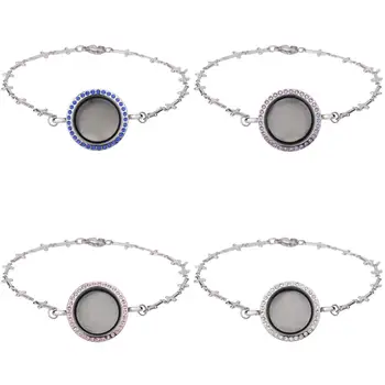 

5pcs/lot 5MM width Cross stainless steel Chain living memory 25mm locket bracelet Glass+steel locket bangle for Floating charms