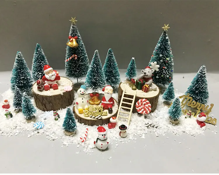 Светодиодный светильник DIY Рождественская елка Санта Клаус микро пейзаж Снеговик из смолы аксессуары для дома украшения окна творческие подарки