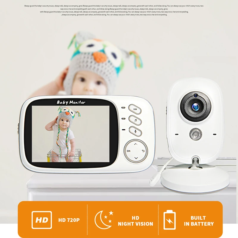 

Wireless Video Color Baby Monitor 3.2 inch High Resolution Baby Nanny Security Camera Night Vision Temperature Sleeping Monitor