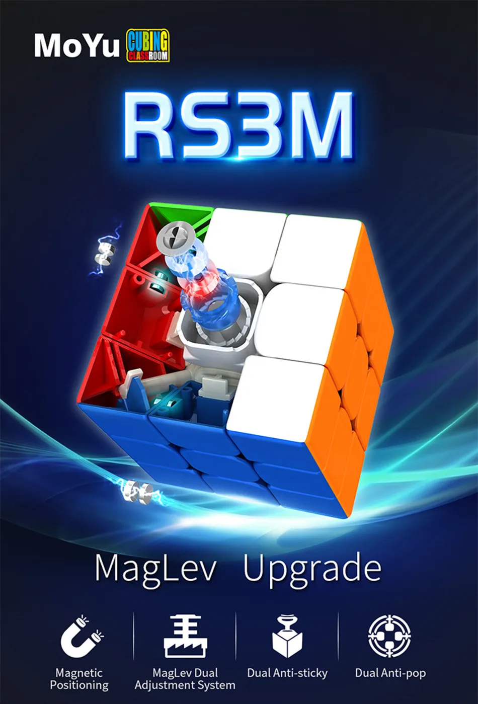 Moyu Maglev Upgrade RS3M 3x3x3 Magnetic Cube 3*3 Cubo Magico Professional Magic Cube RS3 M Puzzle Speed Cube For Children Kids 2