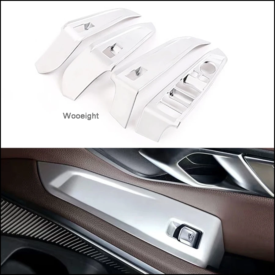 

Wooeight 4Pcs Matte Silver Car Door Armrest Panel Handle Holder Window Lift Switch Button Cover Trim Fit For BMW 3 Series 2020