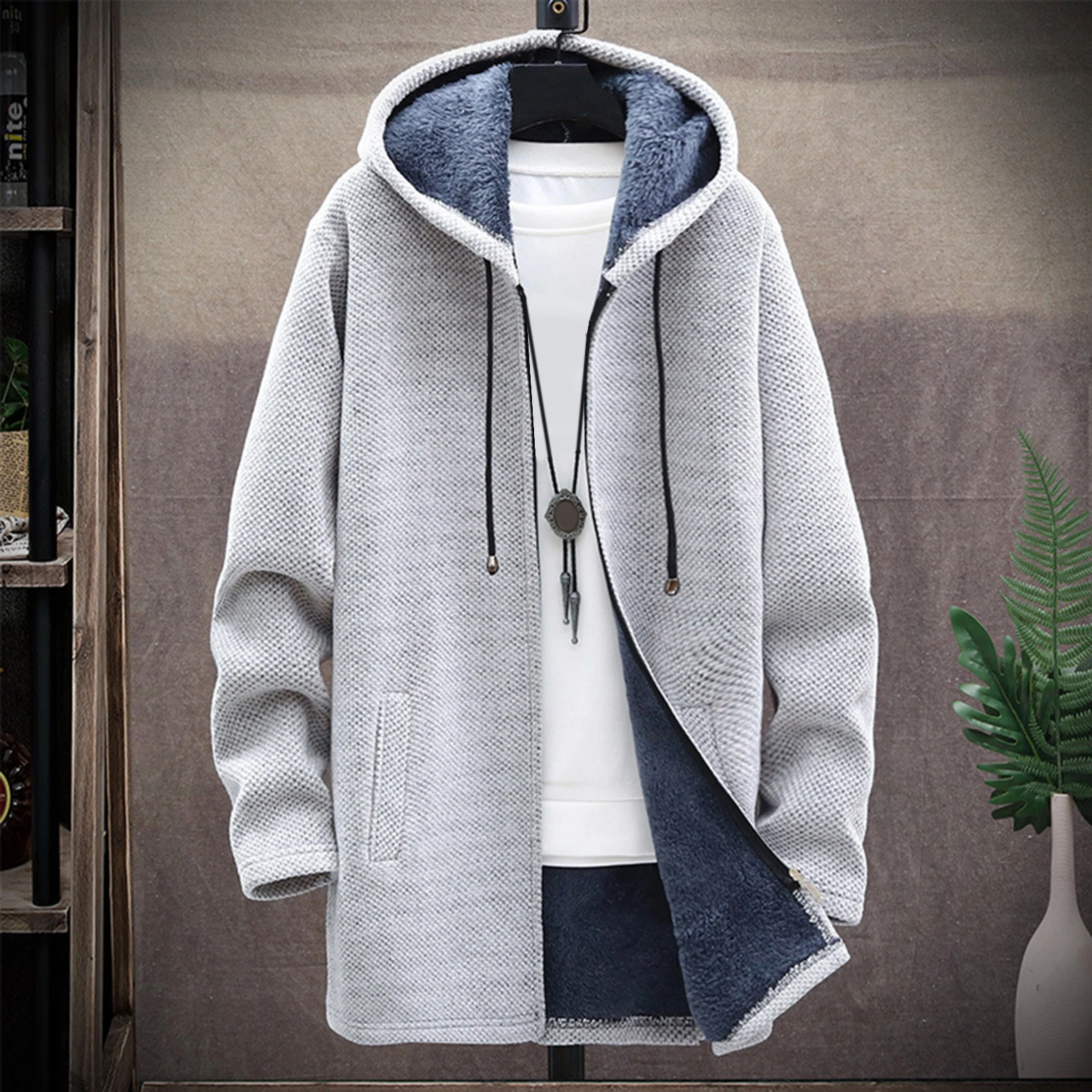 Winter Warm Jacket Men Coat Casual Coat Knitted Coat Autumn Winter Long Sleeve Plush Liner Sweater Zipper Knitted Coat680_voghion.com