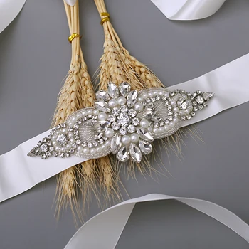 

TOPQUEEN S05B Wedding Belts Wedding sashes Rhinestones Pearls Bridal Belts Sash Pearls Fast Shipping Silver belt for girls