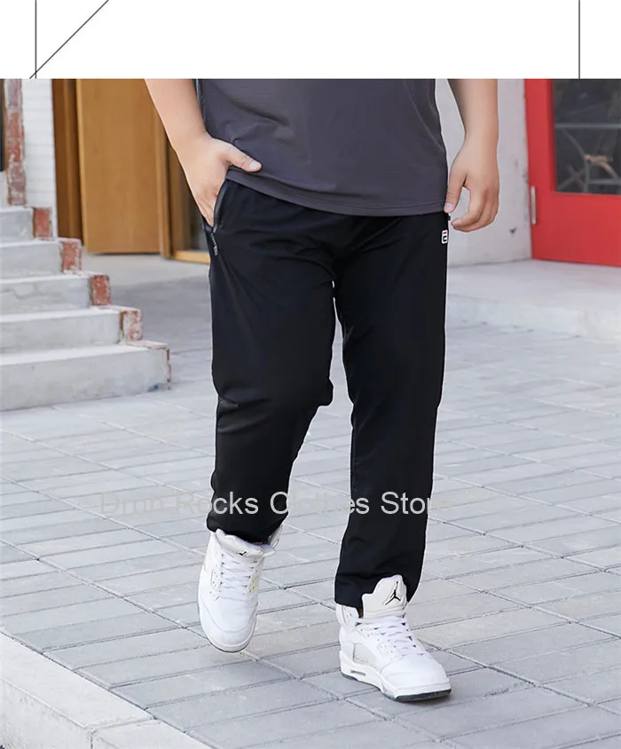 Sweatpants Men Jogging Running Sport High Waist Black Sweat Trainning Mesh Summer Plus Size 6XL 7XL 9XL Loose Ice Silk Trousers high waisted harem pants