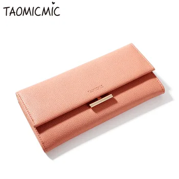 

New Lap-Buckle Mobile Wallet Fashionable Litchi Pattern PU Long Lady Purse Elegant Style Suitable For A Variety Of Occasions