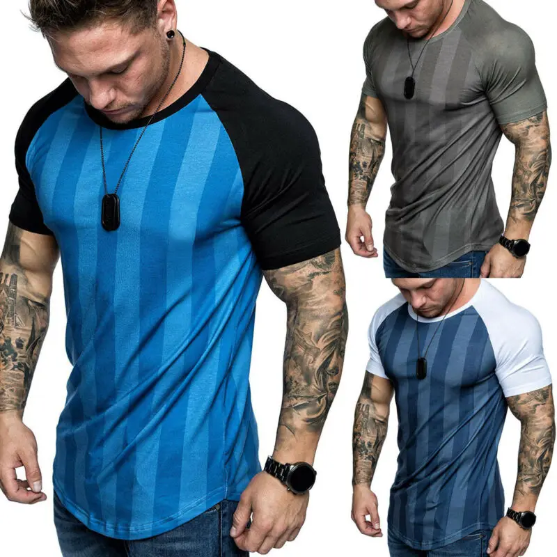 

New Style Men's Running T-Shirts Gym Singlets Tops Bodybuilding Fitness Sports Clothes Patchwork Loose Casual Fashion Hot 2019