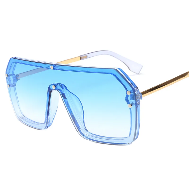 3-Gold-LightBlue XaYbZc, красные, черные, негабаритные Квадратные Солнцезащитные очки для мужчин, новинка, цельные линзы, большая оправа, солнцезащитные очки для женщин, UV400, серебряное зеркало - Цвет линз: 3-Gold-LightBlue