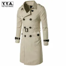 Мужская ветровка, брендовая, повседневная, деловая, тонкая, двубортная, с отложным воротником, Длинные куртки, мужская верхняя одежда размера плюс 3XL, 5 цветов