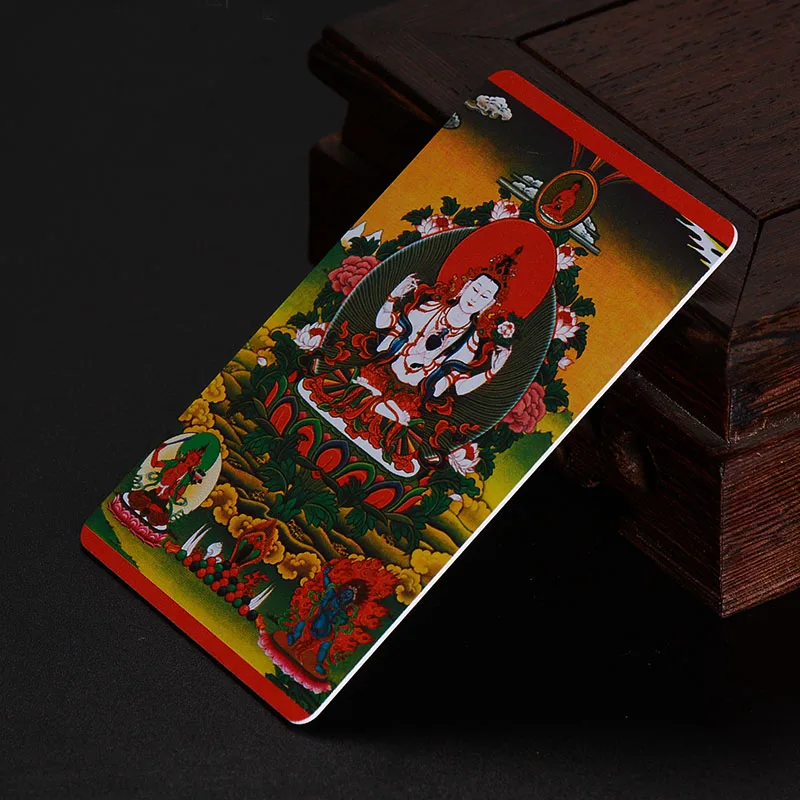 Тибетский буддизм четыре оружия статуя будды кван инь Amulet карта будды|Упаковка и