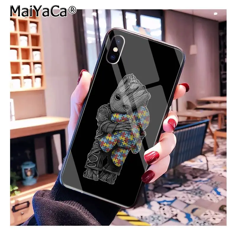 MaiYaCa Guardian Rocket енот Грут Treeman закаленное стекло чехол для телефона iphone 11 Pro 11 Pro XR XS MAX 8X7 6S 6 Plus