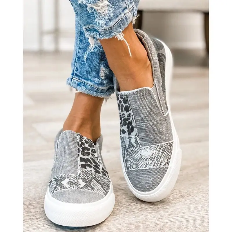 Ladies PU Canvas Flat Sneakers Color Block Canvas Shoes Sneakers Luxury Designer Casual Slope Heel Beach Office Party Fall 2021