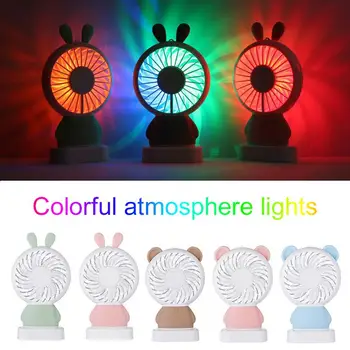 

Handheld Fan Pocket Fan Coloured Lights with Base Cooling Ultrathin Outdoor Summer Travel Electric Fan Portable Plastic
