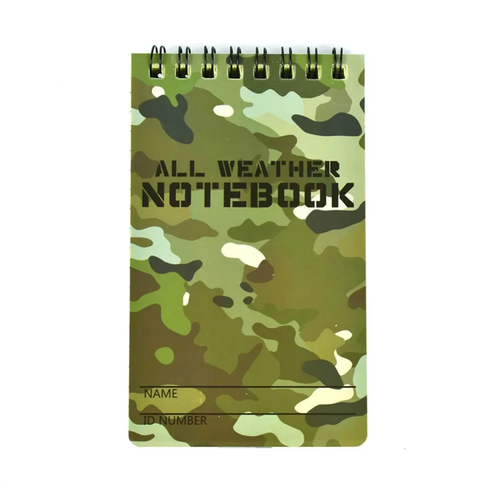 Tactical Note Book Camouflage Outdoor Travel PVC Waterproof All Weather Coil Rainproof Notebook Writing Paper in Rain Wholesale