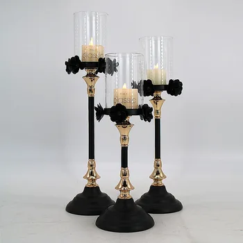 

Creative Candle Holder Black Gold Single Head Simple Black Retro Geometric Candlestick Crafts Home Decoration