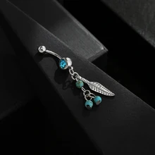 Стильный Кристалл мяч лист болтаются пирсинг в пупок омблиго пупка Бар штанги кольца ювелирные изделия для тела