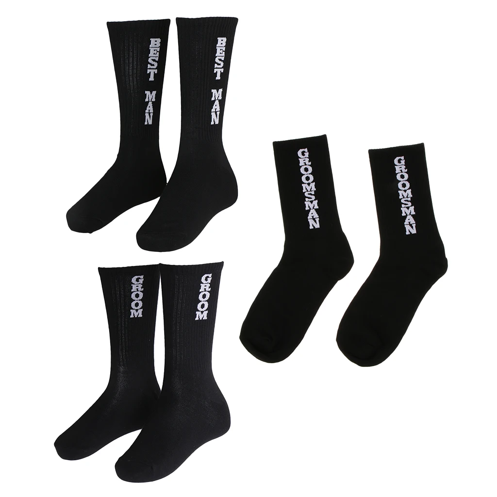 Cotton Mens Wedding Groom Socks Breathable Short Crew Socks Black