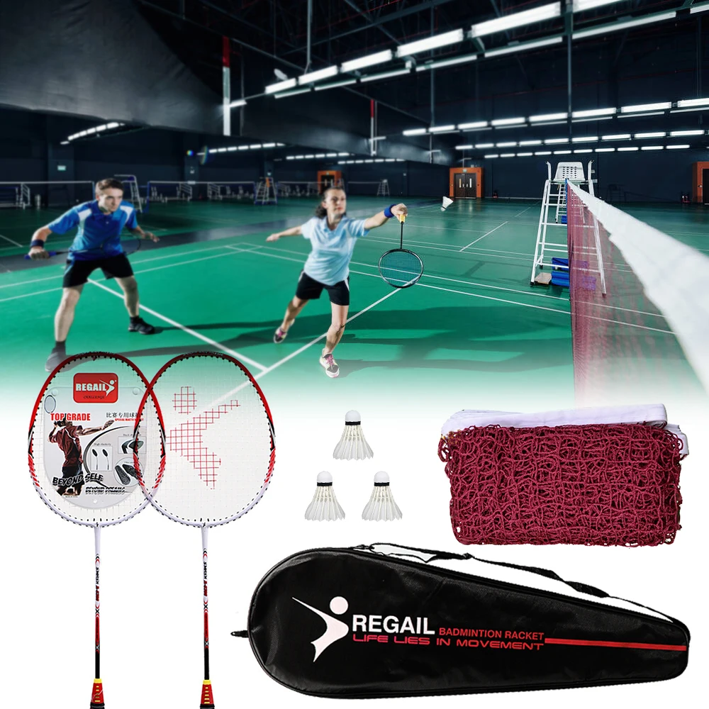 Portable Outdoor Badminton Set Adult Kids Gym Workout Fitness Sports Equitment 1 Carrying Bag Included Sunskyi 2 Player Badminton Racquets Set Double Rackets 