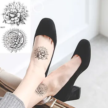 

Henna Mehndi India Flower Temporary Tattoos Body Art 3Drealistic Tattoo Paper For Men Women girl Washable Fake Tattoo Sticker