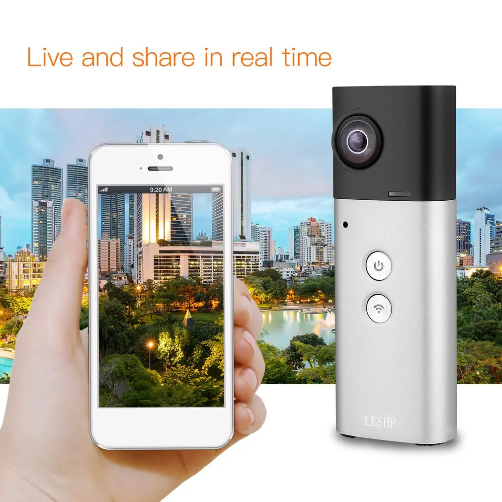 

360 Degree Camera VR Camera Panoramic View Wifi Dual Lenses Spherical Video Image Real Time Seamless Recorder 8MP