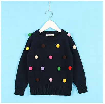Детские вязаные свитера с рисунком «попкорн» для девочек, вязаный свитер для малышей пуловер для девочек, одежда г. Осенний свитер для маленьких девочек - Цвет: Navy Blue