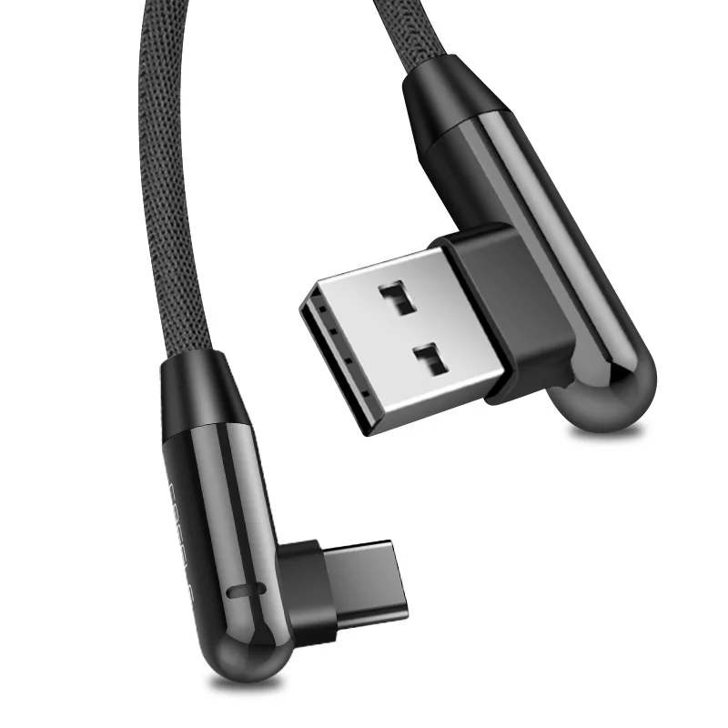 Cafele USB C Тип C кабель для Xiaomi 8 Тип usb C кабель светодиодный освещение нейлоновый переплет Тип-C USB-C Зарядное устройство USB для мобильных устройств кабель - Цвет: Черный