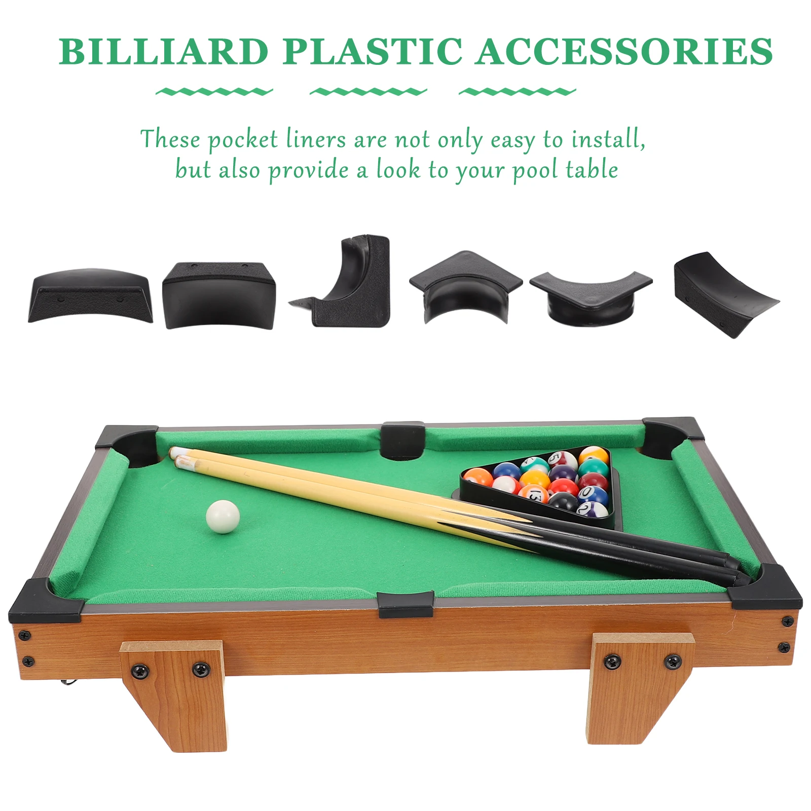 2 Sets Pool Table Corner Liners Billiards Table Pocket Liner Accessories Tools For Pool Tail Pocket (Black)