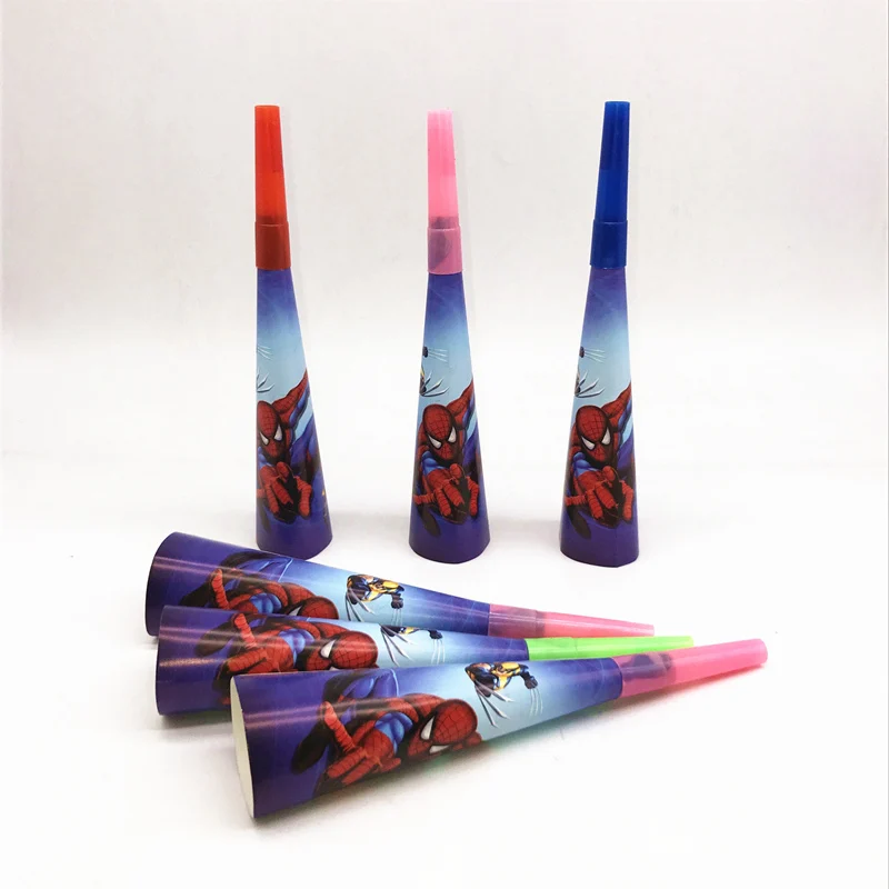 horn-6pcs Человек-паук на день рождения декоративная бумага для вечеринок Салфетка под тарелку кружку баннер/Флаг коробка для конфет соломенная посуда набор детский душ вечерние принадлежности - Цвет: horn-6pcs