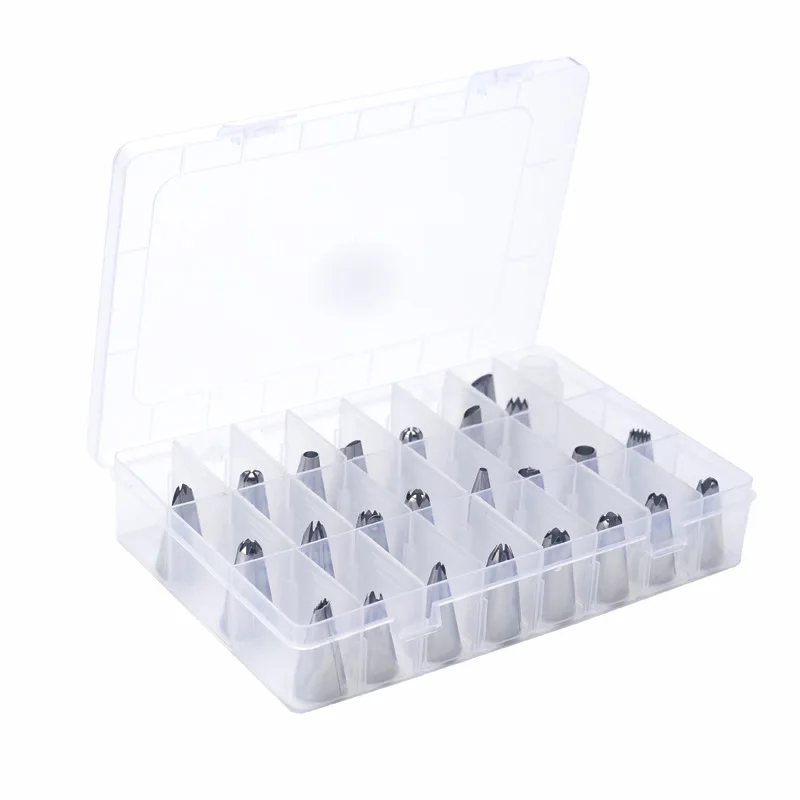 

24 Head Pastry Tips Suit Mounting-pattern Device Set Boxed Stainless Steel Mounted Flower Mouth Set Cake Decorating Nozzle Set