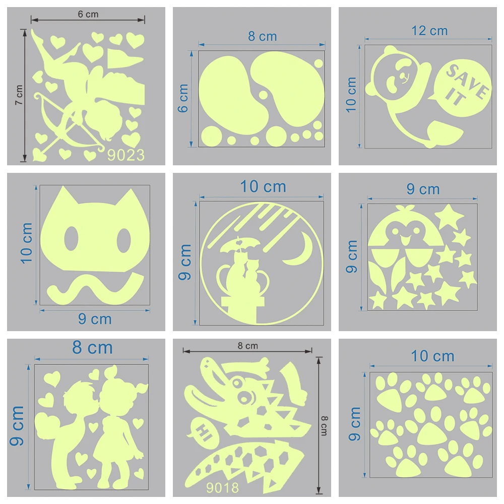 Description Picture 4 of itemFunny Cat Dog Fairy Car Stars Pattern Switch Stickers Glow In The Dark Pvc Decal Kids Room Home Decoration Diy Luminous Wall Art