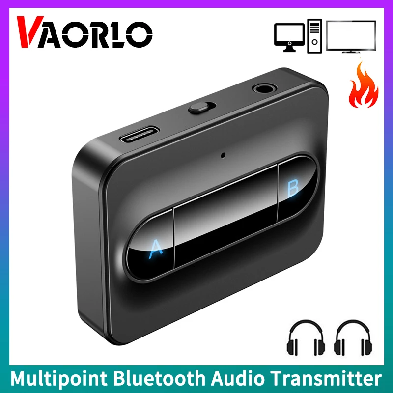 Bluetooth Adapter Bluetooth Audio Receiver Bluetooth Transceiver Adapter Audio Adapter Bluetooth Aux Adaptor Multipoint Bluetooth 5.0 Audio Transmitter 3.5mm AUX RCA Low Latency Stereo Wireless Adapter Connect 2 Headphones For TV PC Box