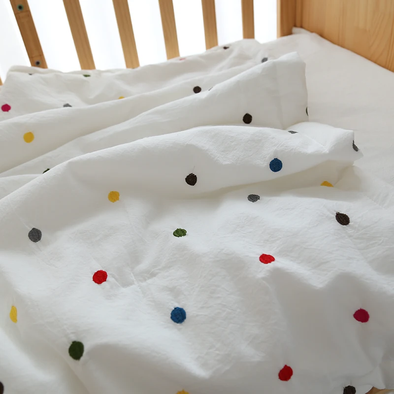 Muslin Cotton Baby Bed Quilt Rainbow Star Embroidery Kids Cot Crib Quilts For Babies Bedding Comforter Duvet Bedspread