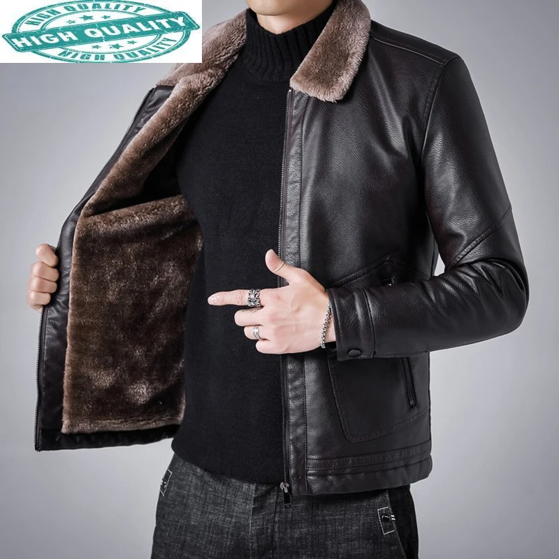 overland coats Men's Winter Fur Coats Male Genuine Leather Jackets Black Goatskin Coat Lambs Wool Liner Jacket Chaquetas Hombre Gmm432 sheepskin coat