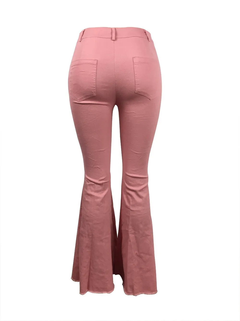 Women Solid Hole Flare Jeans Summer Zipper Flyhip Hop High Waist Denim Pants Streetwear Long Casual Trousers