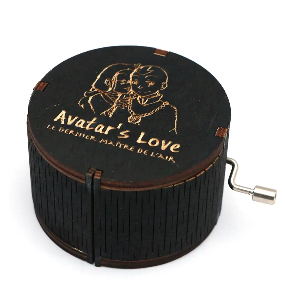 Antique Carved Gift Box Wooden Cylindrical Hand-Cranked Music Box Birthday Gift Christmas Gift New Year Gift 2