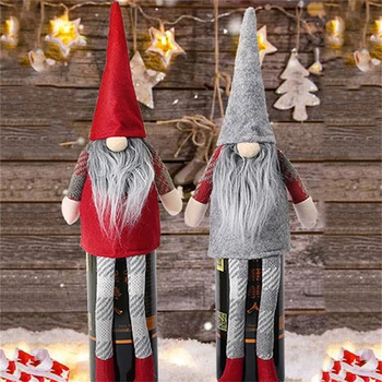 

Christmas Champagne Bottle Cover Dress Up Decoration Christmas Faceless Doll Festival Christmas Crafts Decoration Accessories