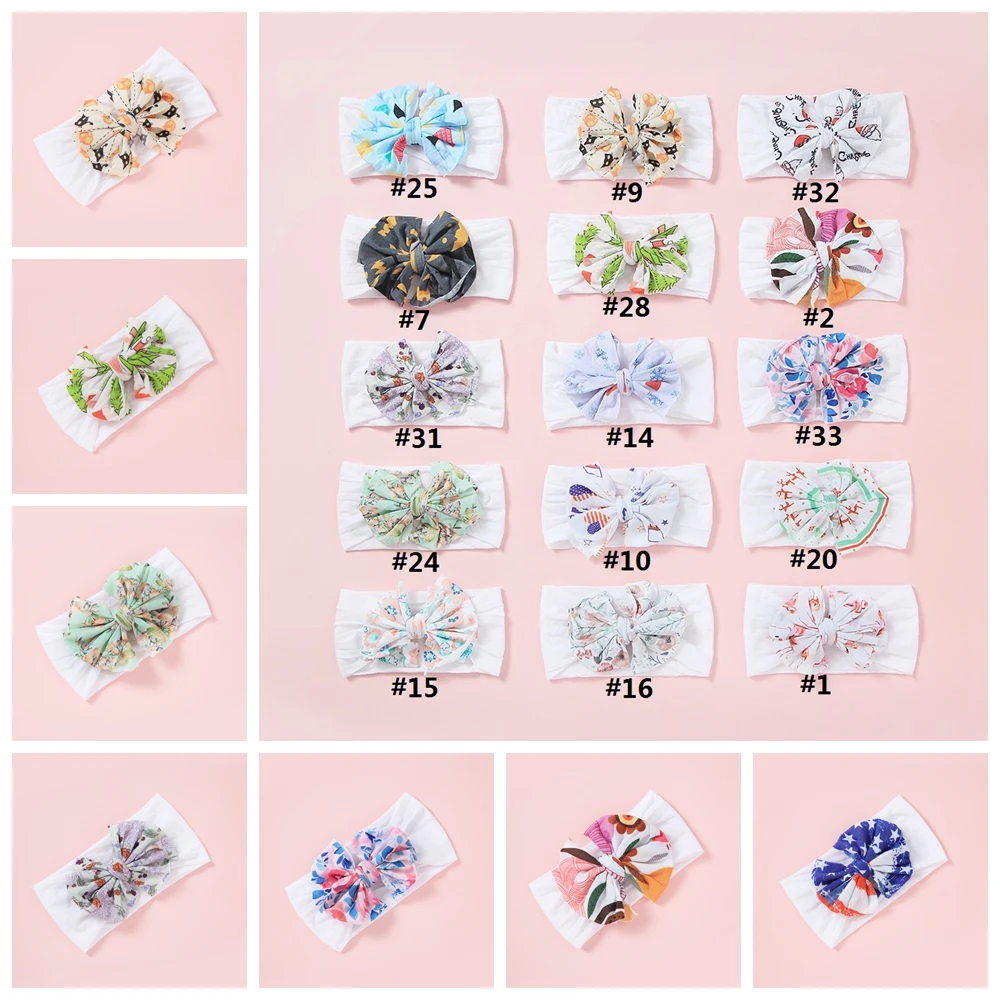 

2020 Print Flower New Newborn Toddler Baby Girls Head Wrap Rabbit Big Bow Knot Turban Headband Hair Accessories Baby Gifts