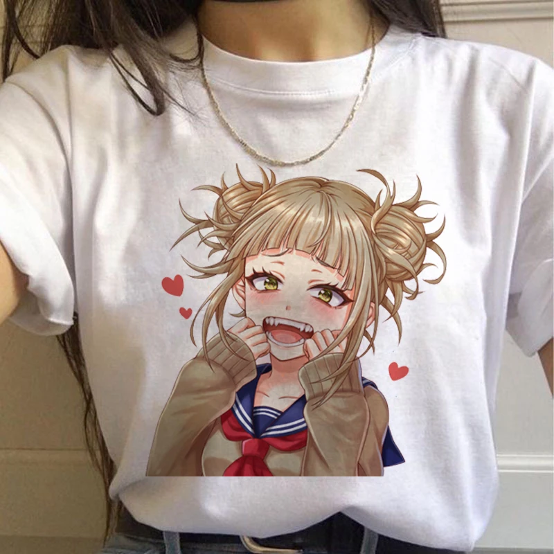 New Ahegao Harajuku Graphic T Shirt Women My Hero Academia Anime Senpai T-shirt Hentai Himiko Toga Tshirt Graphic Top Tee Female